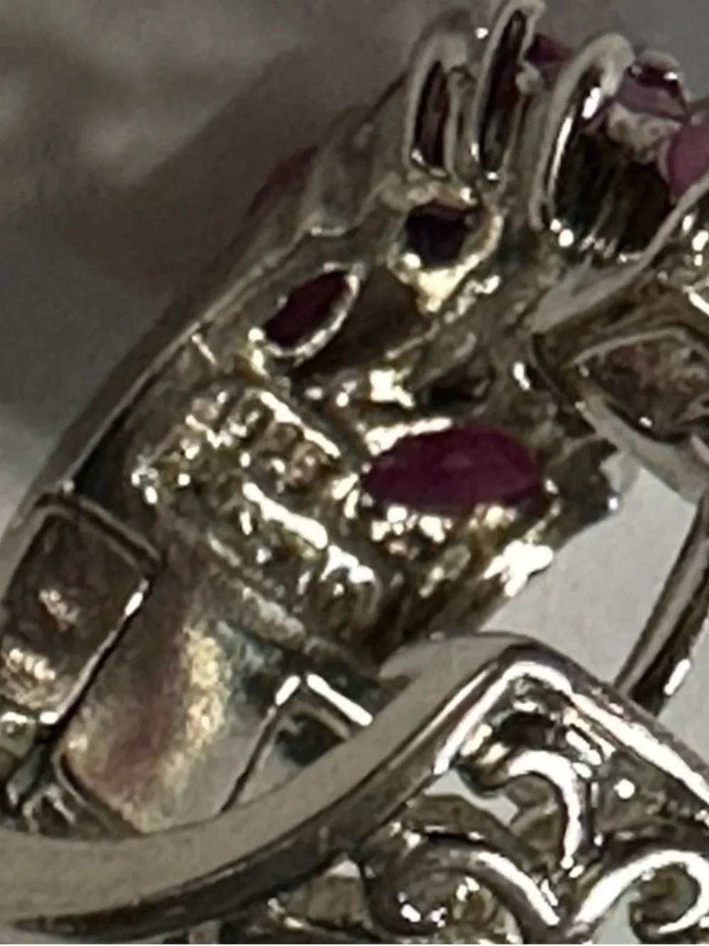 Vintage Sterling Silver Pink/Red Ruby Hinged Huggie Earrings For Pierced Ears - Picture 6 of 10